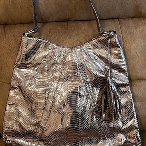O-Ring Metallic Grey Tote Bag With 1 Strap